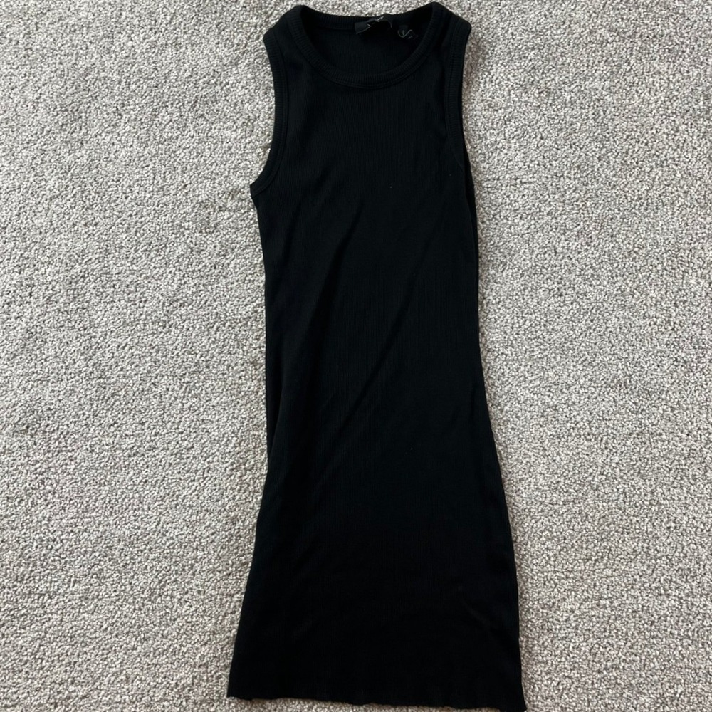 Theory Dress Womens XS Maxi Black Sleeveless Knit Minimalist sexy Bodycon